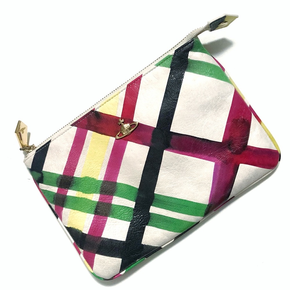 Vivienne Westwood Rainbow Paint Check Clutch